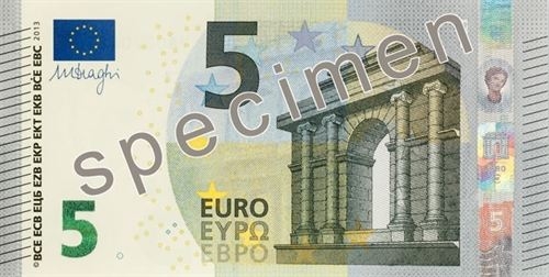 new 2013 five 5 euro bank note